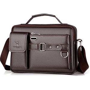 FANDARE Retrò Ventiquattrore Uomo Porta PC in PU Pelle, Borsa a Tracolla da Lavoro Messenger per Ufficio Università Insegnanti Scuola Business Marrone