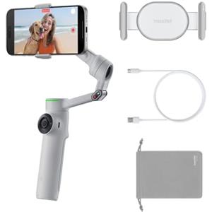 Insta360 Flow 2 Pro Grey - Gimbal pieghevole per telefono AI, traccia in oltre 200 app con Apple DockKit, monitoraggio multi-persona, rilevamento panoramico a 360°, treppiede/selfie stick integrato,