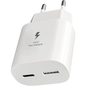 AOKUTDA Caricabatterie Sumsamg 25W,Doppia Porta Caricatore Rapido Alimentatore USB C & USB A per Sumsamg Galaxy S25 S24 S23 S22 S21 S20 Ultra FE 5G,A56 A55 A54 A36 A35 A15 A14 A13,Z Flip 7/6,Phone 17 16 15