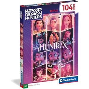 Clementoni - Puzzle per Bambini 104 Pezzi Super, per Bambini 6+ Anni, Illustrazione con i Saja Boys della serie K-pop Demon Hunters, Idea Regalo, Made in Italy, 48,5x33,5 cm, 27242