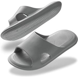 Misolin Ciabatte Donna Estive Casa Pantofole Leggere Uomo Doccia Sandali Comode Antisudore Slide Piscina Spiaggia Scarpe Unisex,Grigio W12(42-43 EU)