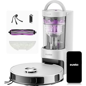 EUREKA E20 Evo Plus Robot Aspirapolvere e Lavapavimenti, 10.000Pa, Anti-Groviglio, 180min Autonomia, Mappatura LDS, Base Senza Sacchetto, Controllo Vocale
