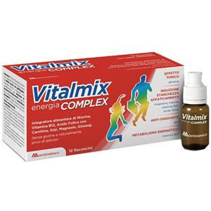 Montefarmaco Vitalmix Complex - Integratore Alimentare con Ginseng e Maca, 12 Flaconcini da 12 ml, Effetto Tonico e Adattogeno