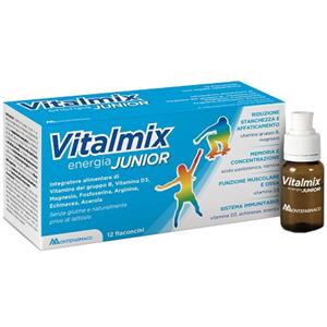 Montefarmaco Vitalmix Junior - Integratore Alimentare con Vitamine B e Magnesio, 12 Flaconcini da 12 ml