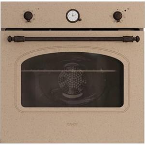 Candy Classic Forno Elettrico da Incasso Ventilato, 65 Litri, Classe A+, Funzione Pizza, 8 Programmi di Cottura, Design Rustico con Orologio Analogico, 59,5 x 59,5 x 56,8 cm, Color Avena - FCC604NAV