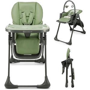 Kinderkraft TUMMIE Seggiolone 2 in 1 Verde - Ergonomico, Pieghevole, Reclinabile, con Vassoio Rimovibile e Altezza Regolabile