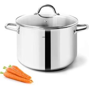 HOMICHEF Pentola in acciaio inossidabile senza nichel da 20,5 cm e 3,8 litri - Pentola piccola da 3,8 litri con coperchio e manico