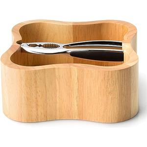 Continenta Ciotola Quadrata in Legno di caucciù con schiaccianoci di qualità Integrata, Dimensioni: 24,5 x 24,5 x 8 cm