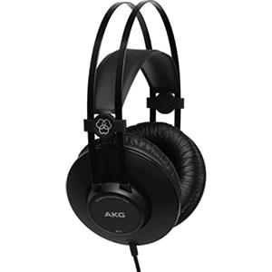 AKG K52 Cuffie da studio di monitoraggio chiuse ad alte prestazioni, con cavo, design leggero, adattatori da 3,5 mm e 1/4, cavo da 3 m - Nero