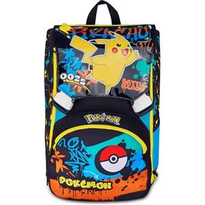 Seven Zaino Pokemon Doppio Scomparto Estensibile, Nero, Maxi Capienza, Schienale Preformato, Bambino, Scuola Elementare