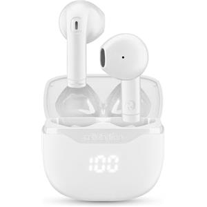 cellularline CORE Auricolari Bluetooth True Wireless con Custodia di Ricarica, Display LED, 16 Ore Play Time, Controlli Touch, Autopairing - Bianco