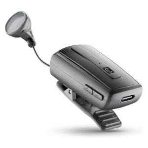 cellularline - BTCLIPARDP - Auricolare Bluetooth Riavvolgibile con Clip - Durata Batteria 7h - Ricarica 1,5h - Connessione a 2 Cellulari