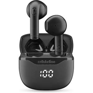 cellularline CORE Auricolari Bluetooth True Wireless con Custodia di Ricarica, Display LED, 16 Ore Play Time, Controlli Touch, Autopairing, Nero