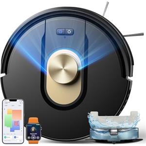 Vexilar Upgrade 10,000Pa Robot Aspirapolvere Lavapavimenti con Mappatura, 3 Ore, Silenzioso W9 Aspirapolvere Robot Lavapavimenti Potente Laser per Pavimenti/Tappeti,Controllo Vocale/APP/Telecomando