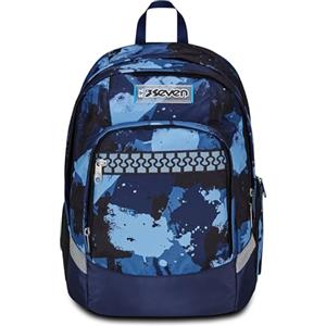 Seven Zaino Scuola Advanced Plus, Blu, Inky Shadow, Doppio Scomparto Con Cinghia, Tasca Frontale con Organizer, Tasca Laterale in Rete Porta Borraccia, Zaino Scuole Medie e Superiori, Bambino, Ragazzo