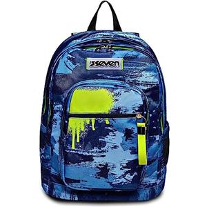 Seven Zaino Scuola Elementare e Medie Bambino NEW FIT - WET COLOR BOY, Blu - Zaino Doppio Scomparto - Tasca Porta Borraccia - Maxi Capienza 32 lt