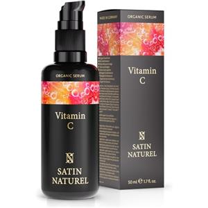 Satin Naturel Siero Vitamina C + Acido Ialuronico Viso 50ml, Siero Viso Antirughe Idratante e Antimacchiacon Aloe Vera per Pelli Sensibili