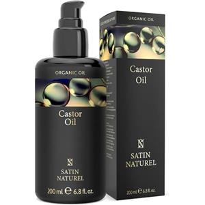 Satin Naturel Olio di Ricino 200ml - per Ciglia e Sopracciglia - Olio di Ricino Puro per Capelli - Castor Oil - Trattamento Naturale Rinforzante