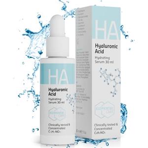 Elemental Care Siero Viso Acido Ialuronico 30ml - Idratazione pelle istantanea del +155% in 1 ora - Acido Ialuronico Siero con Azione Antirughe Anti-Età e Contorno Occhi - Idratante e Nutriente