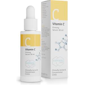 Elemental Care Sérum Vitamina C Puro 30ml - Vegano, Siero Viso Uomo Donna Antimacchia, Antirughe, Illuminante, Idatante & Anti Imperfezioni per Pelle Luminosa e Skincare Quotidiana Trattamento Viso