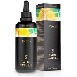 Satin Naturel Olio di Jojoba per Capelli PURO 100ml - Biologico, Naturale e Spremuto a Freddo - Olio Capelli - Olio Struccante - Olio per Capelli - Olio per Cuticole Unghie - Ricco di Vitamina E - Satin Naturel