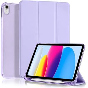 4UBonLife Cover Per iPad (A16) 11a Generazione 11 Pollici 2025, iPad 10a Generazione10,9" 2022 con Portapenna, Custodia Protettiva Sottile con Retro Rigido Traslucido Guscio Case, Viola Chiaro