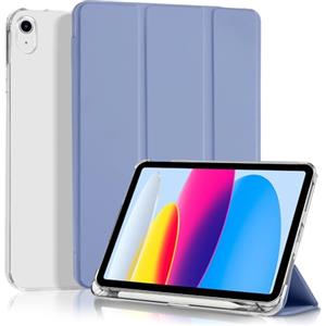 4UBonLife Cover Per iPad (A16) 11a Generazione 11 Pollici 2025, iPad 10a Generazione10,9" 2022 con Portapenna, Custodia Protettiva Sottile con Retro Rigido Traslucido Guscio Case, Grigio Lavanda