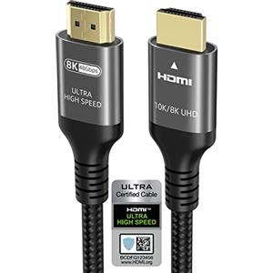 Ubluker 10K 8K 4K Cavo HDMI 48Gbps 1.5M, Certificato Velocità Ultra Elevata HDMI® Cavi 4K 240Hz 144Hz 120Hz 8K60Hz 0,01ms HDR10+ ARC eARC HDCP2.3 Netflix TV PC Monitor Proiettore PS5