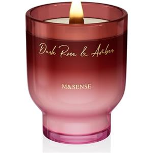 M&SENSE Grandi Candela Profumata 470g Rosa Scura e Ambra con Stoppino Scoppiettante, 110H Dura, Cera di Soia Non Tossico Aromaterapia Candele, Vetro Design Room Decor, Regalo di Lusso per Donne/Natale