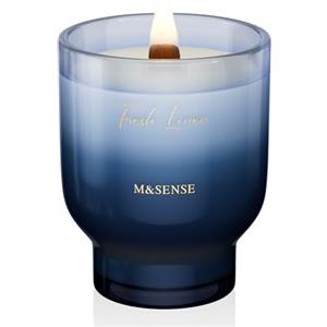M&SENSE Grandi Candela Profumata 470g Lino Fresco con Stoppino Scoppiettante, 110H Dura, Cera di Soia Non Tossico Aromaterapia Candele, Vetro Design Room Decor, Regalo di Lusso per Donne/Natale