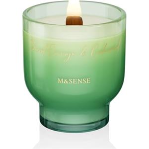 M&SENSE Candela Profumata 270g Arancia Rossa e Legno di Cedro con Stoppino Scoppiettante,75H Dura, Cera di Soia Non Tossico Candele, Vetro Design Room Decor, Regalo di Lusso per Donne/Natale