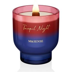 M&SENSE Candela Profumata 270g Notte Tranquilla con Stoppino Scoppiettante,75H Dura, Cera di Soia Non Tossico Aromaterapia Candele, Vetro Design Room Decor, Regalo di Lusso per Donne/Natale