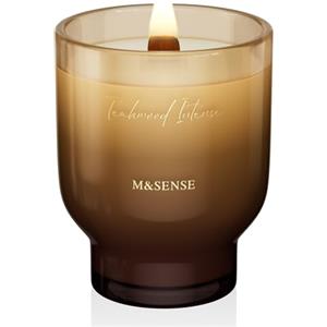 M&SENSE Grandi Candela Profumata 470g Teak Intenso con Stoppino Scoppiettante, 110H Dura, Cera di Soia Non Tossico Aromaterapia Candele, Vetro Design Room Decor, Regalo di Lusso per Donne/Natale