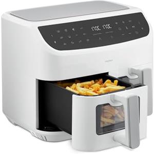 MEDION Friggitrice ad aria doppio cestello P20 XXL (8,7L, 2600W, 9 Programmi di Cottura, Dual Air Fryer, Dual Cook & Sync-Finish, MD 11760) bianco