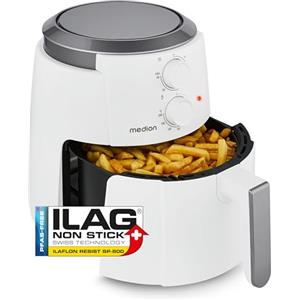 MEDION P30 L Friggitrice ad aria calda (4,7 litri, friggitrice ad aria, 1500 watt, funzionamento semplice, frittura senza olio, timer 60 minuti, fino a 200° C, rivestimento antiaderente, MD13020)