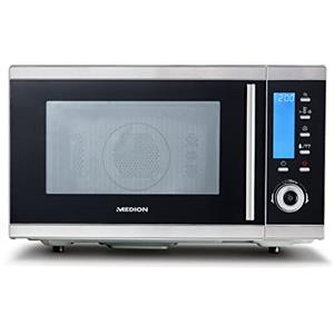 MEDION Microonde 4in1 MD15501, Microonde combinato con grill, Forno microonde con 10 diversi livelli di potenza, Forno a microonde con capienza massima 25 L, nero/argento