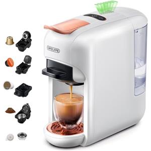 CAFELFFE MK-606 - Macchina da caffè a capsula-capsula 5 in 1, 19 bar, macchina per caffè espresso a preparazione calda/fredda, compatibile con K-Cup/Nes Original/DG/44 mm, ESE Pods & macinato, 7
