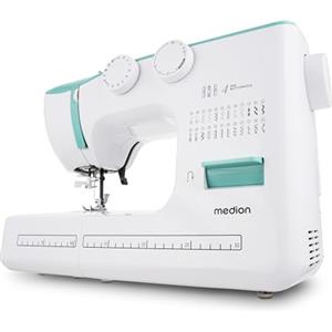 MEDION Macchina per cucire a braccio libero MEDION SM60 (60 watt, 60 punti diversi con asole, luce di cucitura a LED, infilatore automatico, pulsante di inversione, tagliafilo, MD10689)