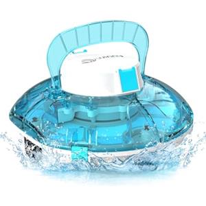 WINNY POOL CLEANER Winny 200 Robot Piscina, Piscina Senza Fili con Batteria, Autonomia 75 Min per Piscine Fuori Terra 60 m², Doppia Filtrazione, Parcheggio Automatico (Trasparente Blu)