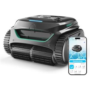 WYBOT C2 Robot Piscine Pareti e Fondo, Senza Fili per Piscine Interrate 150㎡, Doppia Filtrazione, 3 Motori, Aspirazione Potente, Pulizia Pareti & Linea d'Acqua, 180 Min, App(Nero-Verde Grigio)