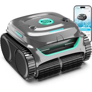 WYBOT C2 Robot Piscine Pareti e Fondo, Senza Fili per Piscine Interrate 150㎡, Doppia Filtrazione, 3 Motori, Aspirazione Potente, Pulizia Pareti & Linea d'Acqua, 180 Min, App(Grigio-Verde Verde)