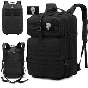 KSIBNW Zaino Militare Tattico 50L, Trekking Militare Backpack 800D Oxford Impermeabile 3 Day Dell'esercito da Escursionismo Zaino da Viaggio per Caccia, Pesca, Campeggio, Montagna, Palestra Nero