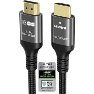 Ubluker 10K 8K 4K Cavo HDMI 48Gbps 2.5M, Certificato Velocità Ultra Elevata HDMI® Cavi 4K 240Hz 144Hz 120Hz 8K60Hz 0,01ms HDR10+ ARC eARC HDCP2.3 Netflix TV PC Monitor Proiettore PS5 X-box