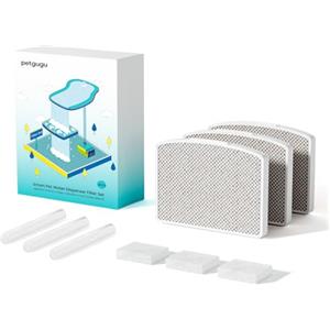 PETGUGU 3PCS Filtri Fontanella per Gatti PF1 e PF1L, Filtro a 8 Strati con Carbone Attivo, KDF, Resina a Scambio Ionico e Pietra Maifan, Elimina odori e Impurità per Acqua Pulita e Fresca
