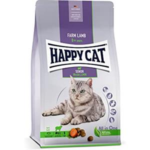 Happy Cat Senior Agnello - Cibo secco per gatti anziani con agnello, carota e coriandolo - 300 g