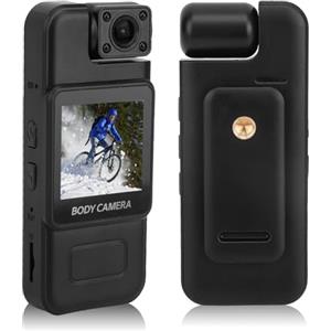 Garsent Camera da Body 4K con Registrazione Audio e Video, Body Cam Mini Bodycam, Piccola Videocamera Personale Portatile, Bici Sportiva Civili Personali per Esterni di Polizia Le Forze