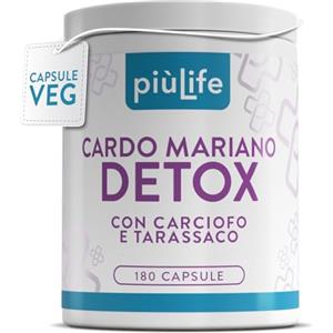+LIFE Cardo Mariano Tarassaco e Carciofo PiùLife - 80% Silimarina 400mg per dose - 2 al giorno - Per detox fegato e intestino, Estratto di Carciofo tit 2,5% Depurativo, Con Zinco Antiossidante Forte