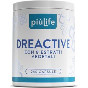 +LIFE Drenante Diuretico Naturale 240 Capsule PiùLife, 8 Estratti Vegetali, Ananas Bromelina E Centella Asiatica, Betulla, Orthosiphon, Tarassaco, Pilosella, Cardo Mariano Depurativo, Asparago Detox