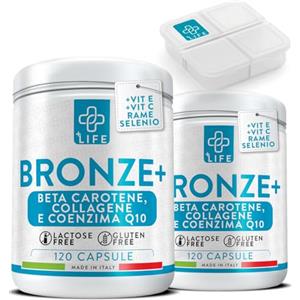 +LIFE Betacarotene Integratore Abbronzatura 240 Capsule PiùLife Con Antiossidanti, Licopene, Acido Ialuronico, Integratore Melanina Pelle Stimolatore Abbronzatura Naturale E Duratura, Integratore Sole