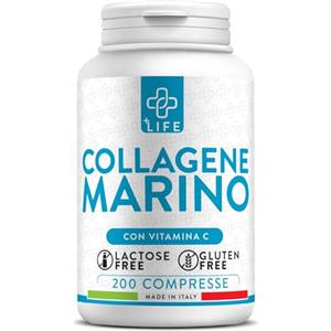 +LIFE Collagene Marino Idrolizzato 200 Compresse Con Vitamina C PiùLife, Peptidi Di Collagene Tipo 1, Integratore Pelle Capelli Unghie, Articolazioni, 2400mg Marino Puro Per Dose